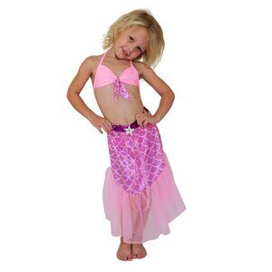 Light Pink Rounded Mermaid Tail Skirt + Matching Bikini Set